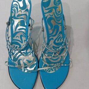Nine West Women's Light Blue Straps Heels Sandals - Size 10